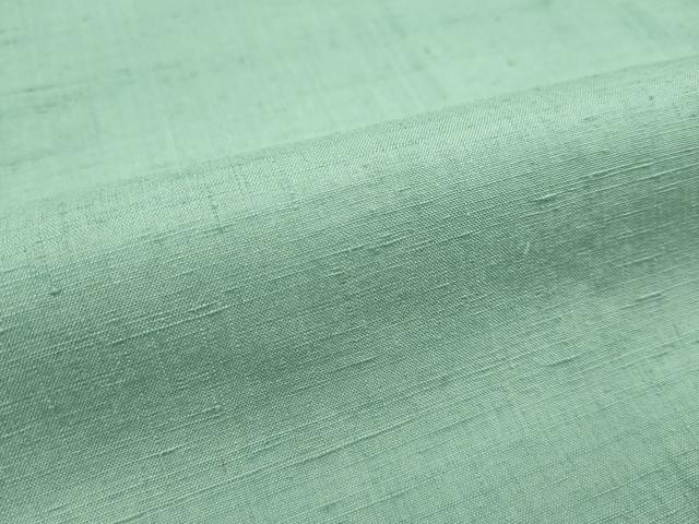 平和屋本店■極上 結城紬 奥順 色無地 山葵色 証紙付き 逸品 未使用 CZAA1752s5