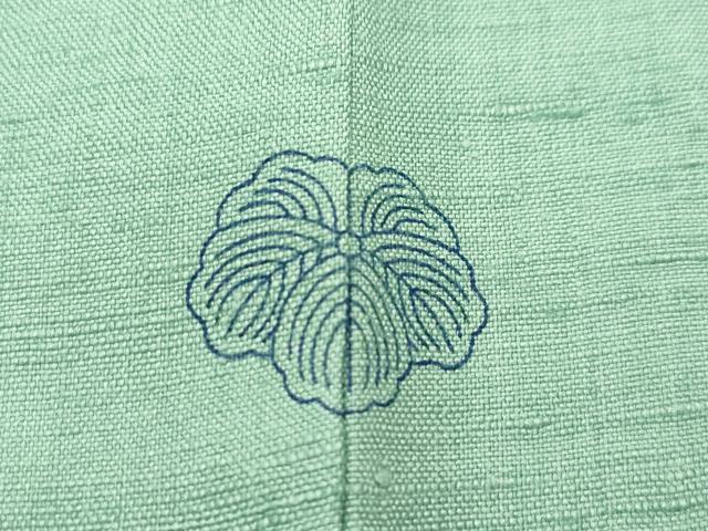 平和屋本店■極上 結城紬 奥順 色無地 山葵色 証紙付き 逸品 未使用 CZAA1752s5