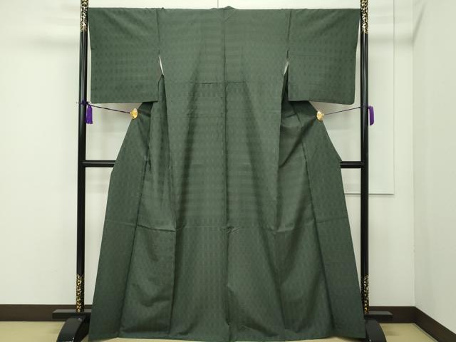 平和屋本店●希少 沖縄県最高級織物 首里花倉織 首里織 花織・絽織・紗織 色無地 藍媚茶色 逸品 CZAA1759s5
