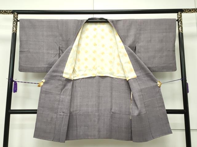 平和屋本店■極上 浦野理一 経節紬 道行コート ロング丈 鳩羽鼠色 逸品 CZAA1809s5