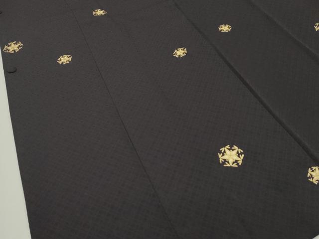 平和屋本店■極上 道行コート ロング丈 切子柄 金彩 黒鳶色地 逸品 CZAA1810s5
