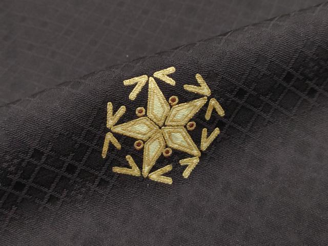 平和屋本店■極上 道行コート ロング丈 切子柄 金彩 黒鳶色地 逸品 CZAA1810s5
