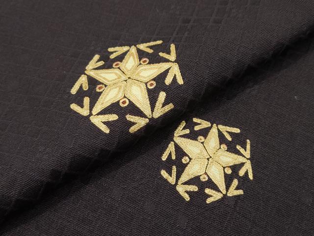 平和屋本店■極上 道行コート ロング丈 切子柄 金彩 黒鳶色地 逸品 CZAA1810s5