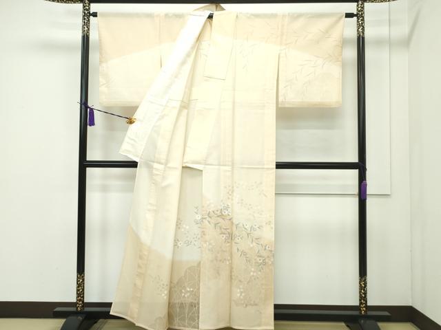 平和屋本店■極上 夏物 訪問着 紗 手描き 草花文 暈し染め 銀彩 逸品 CZAA1812s5