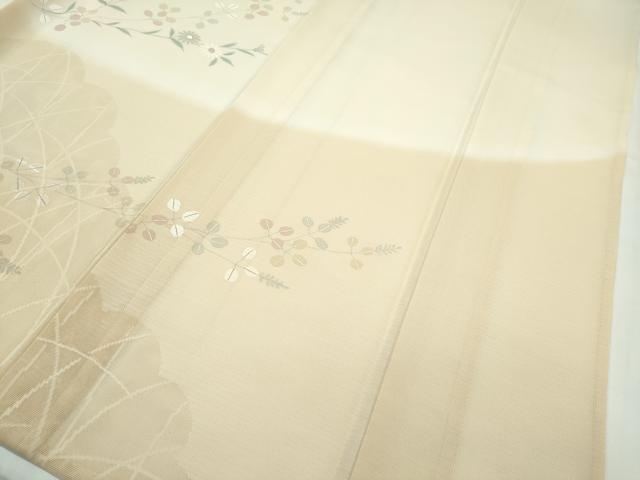 平和屋本店■極上 夏物 訪問着 紗 手描き 草花文 暈し染め 銀彩 逸品 CZAA1812s5