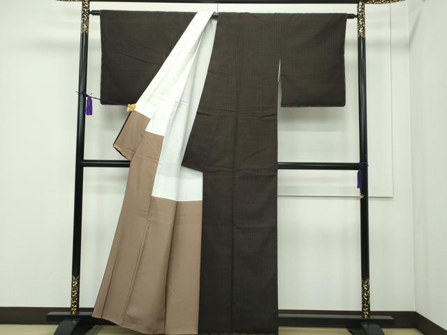 平和屋本店●極上 日本工芸会正会員 伝統工芸士 鈴木苧紡庵 重要無形文化財 紬 間道 証紙付き 逸品 CZAA1818s5