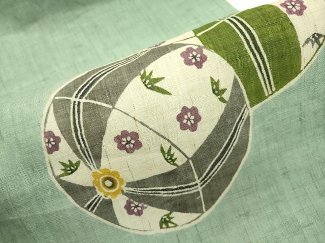 平和屋本店■極上 夏物 人間国宝 芹沢圭介一番弟子 下平清人 九寸名古屋帯 花毬文 麻 逸品 CZAA1869s5