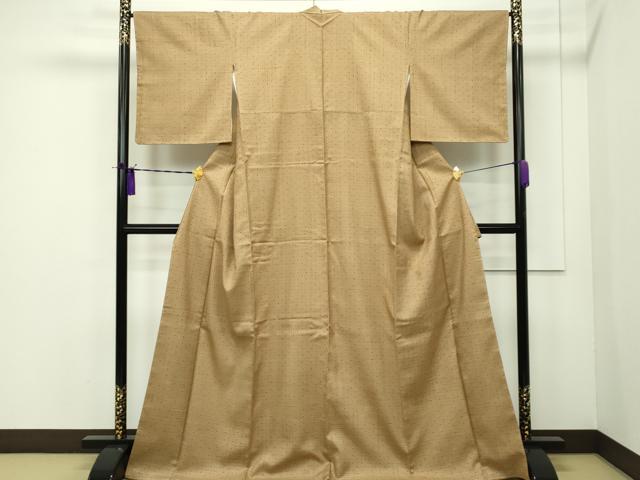 平和屋本店■極上 染織の名門 しょうざん 生紬 柿渋染 証紙付き 逸品 未使用 CZAA1882s5