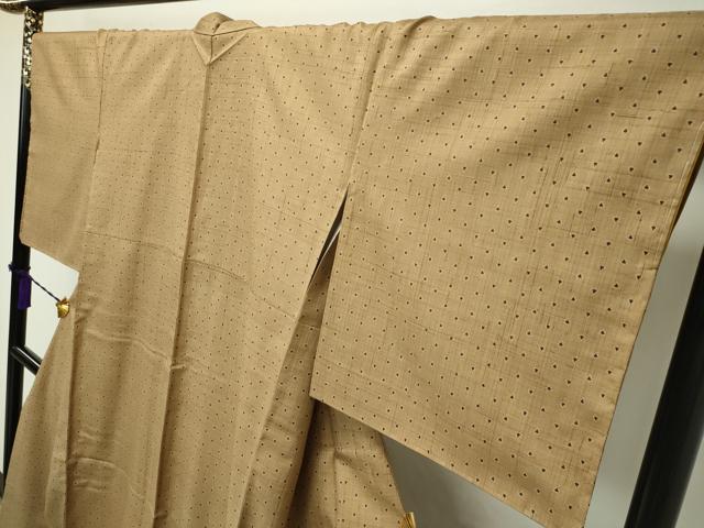 平和屋本店■極上 染織の名門 しょうざん 生紬 柿渋染 証紙付き 逸品 未使用 CZAA1882s5