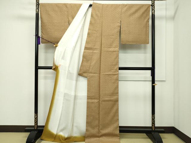平和屋本店■極上 染織の名門 しょうざん 生紬 柿渋染 証紙付き 逸品 未使用 CZAA1882s5