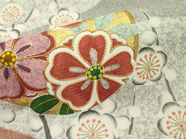平和屋本店■極上 京友禅の第一人者 松井青々 訪問着 駒刺繍 草花丸文 金銀彩 茶鼠色地 逸品 CZAA1891s5