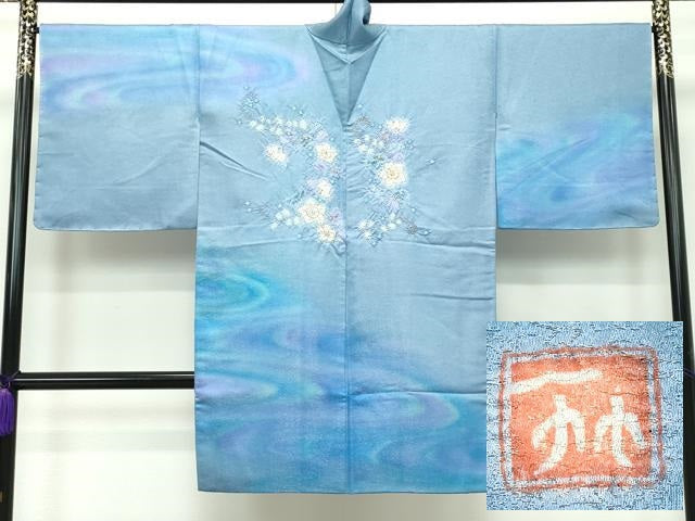 平和屋本店■最高級 二代目 久保田一竹 幻の辻が花 道行コート ロング丈 絞り 暈し染め 金通し地 逸品 未使用 CZAA1904s5