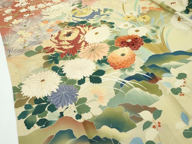 平和屋本店■極上 アンティーク 大正ロマン 振袖 刺繍 飛鶴花松文 金糸 逸品 CZAA1911s5