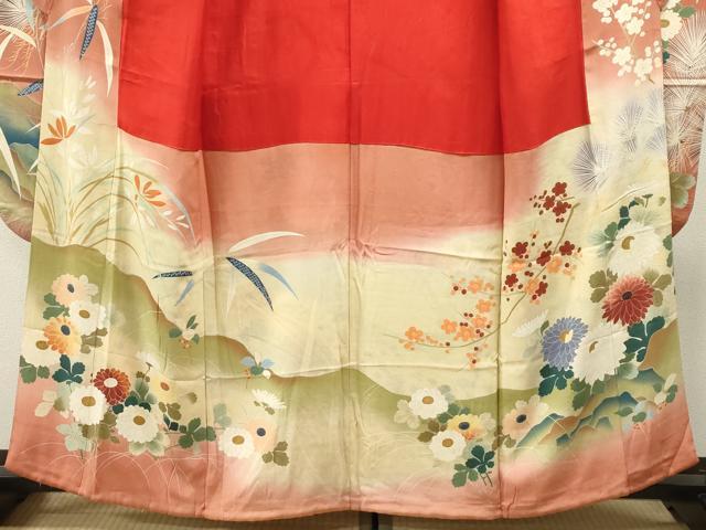 平和屋本店■極上 アンティーク 大正ロマン 振袖 刺繍 飛鶴花松文 金糸 逸品 CZAA1911s5