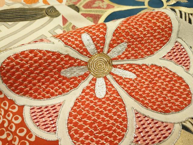 平和屋本店●極上 アンティーク 大正ロマン お引きずり・お引き摺り・引き振袖 駒刺繍 几帳吉祥草花文 暈し染め 金彩 逸品 CZAA1926s5
