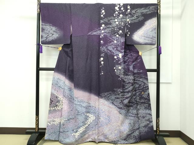 平和屋本店■極上 ブライダルファッションデザイナー・桂由美 訪問着 刺繍 草花文 暈し染め 銀通し地 逸品 CZAA1932s5