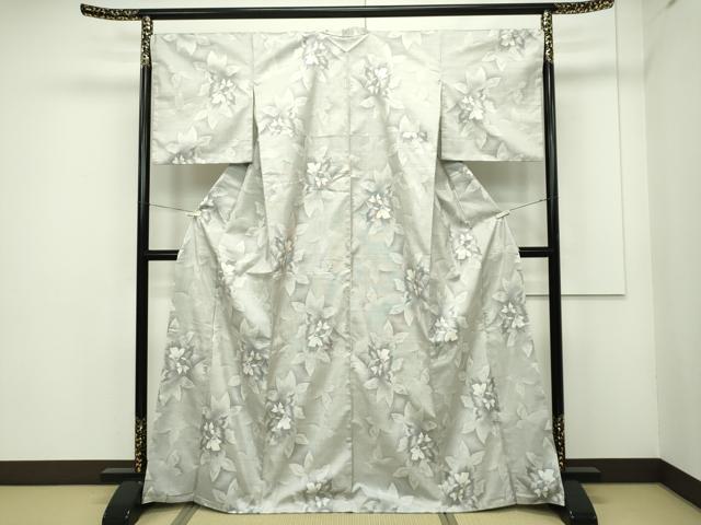 平和屋本店■極上 本場大島紬 白大島紬 桑原織物 二代目 桑原啓之介 9マルキ 花蝶文 証紙付き 逸品 CZAA1944s5