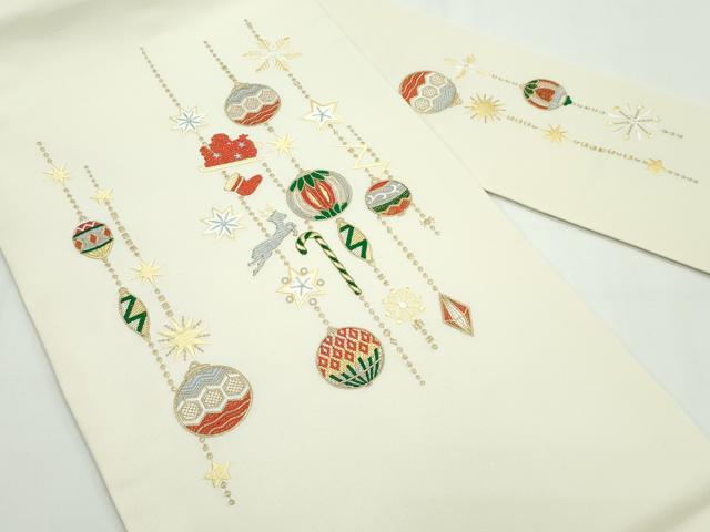 平和屋本店■極上 西陣 大光謹製 九寸名古屋帯 クリスマス オーナメント トナカイ 金糸 証紙付 逸品 新品 CZAA1984s5