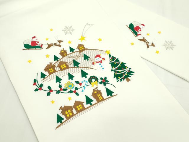 平和屋本店■極上 西陣 大光謹製 九寸名古屋帯 総刺繍 クリスマス サンタクロース トナカイ 雪だるま 銀糸 証紙付 逸品 新品 CZAA1985s5