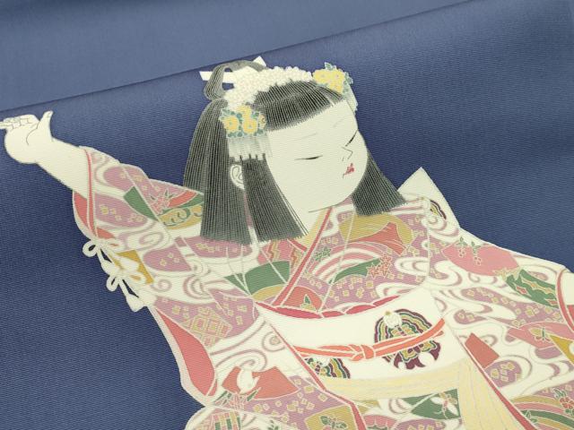 平和屋本店■極上 加賀友禅の巨匠 初代 由水十久 塩瀬 九寸名古屋帯 童子 褐色地 逸品 未使用 CZAA1989s5