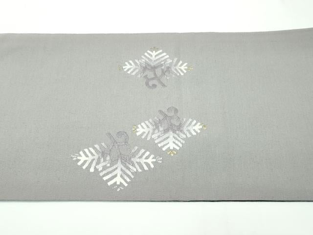 平和屋本店■極上 両面 太鼓柄袋帯 総刺繍 菱松葉 黒地 金銀糸 反端付き 逸品 CZAA1994s5