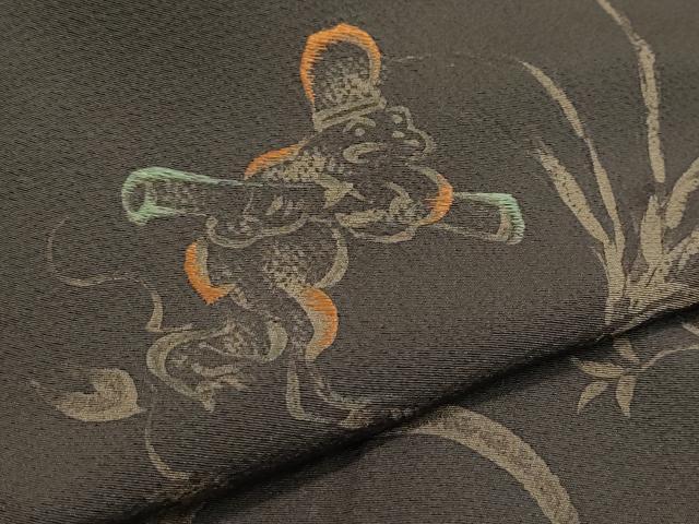 平和屋本店■極上 世界的人形師 辻村寿三郎 ジュサブロー 訪問着 刺繍 鳥獣戯画 暈し染め 赤墨色地 逸品 CZAA2003s5