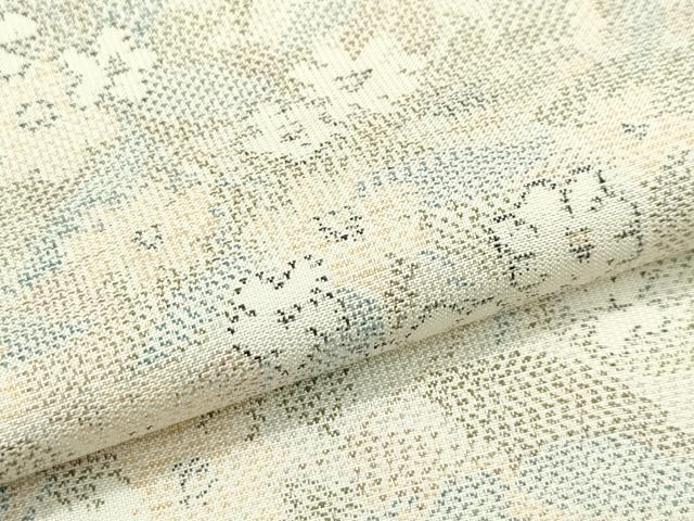 平和屋本店■極上 本場大島紬 白大島 単衣 草花文 逸品 未使用 CZAA2013s5
