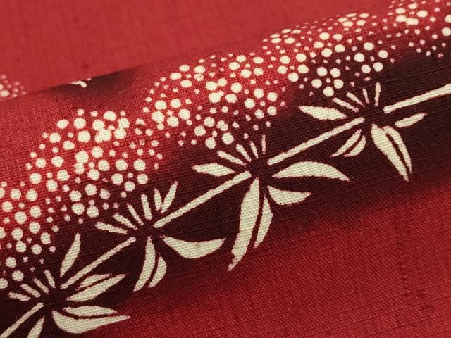 平和屋本店■希少 日本工芸会正会員 釜我敏子 型絵染 九寸名古屋帯 紬地 草花文 紅海老茶色地 逸品 未使用 CZAA2040s5