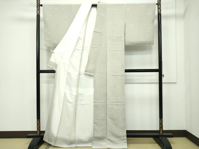 平和屋本店●極上 銀座きしや 小紋 吹寄せ文 金彩 鬼しぼ縮緬 白橡色地 たとう紙付き 逸品 未使用 CZAA2049s5