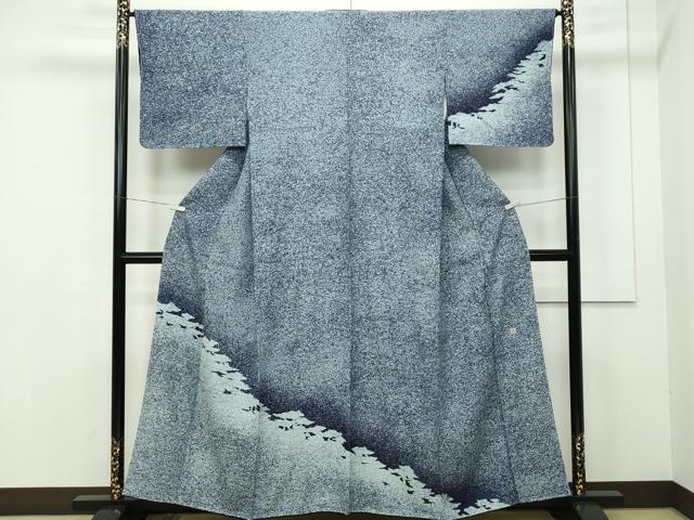 平和屋本店■極上 藍友禅作家 橋詰清貫 訪問着 たたき染め 逸品 未使用 CZAA2051s5