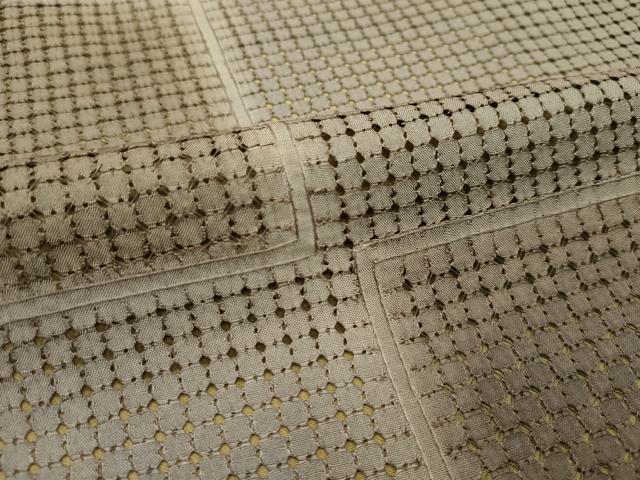 平和屋本店■極上 小紋 総刺繍 スワトウ刺繍 市松文様 逸品 未使用 CZAA2065s5