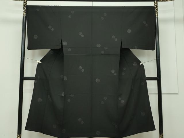平和屋着物■極上 男性 小紋 単衣 北斎模様 黒地 逸品 CZAA3096s5