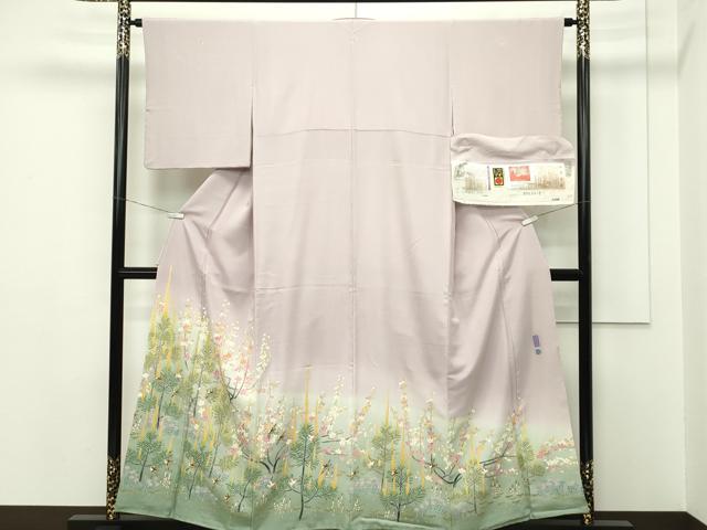 平和屋本店●極上 本加賀友禅作家 百貫華峰 色留袖 小石に松 暈し染め 薄柿色地 証紙付き 逸品 CZAA2169s5
