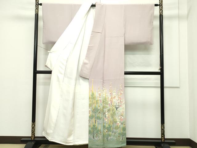 平和屋本店●極上 本加賀友禅作家 百貫華峰 色留袖 小石に松 暈し染め 薄柿色地 証紙付き 逸品 CZAA2169s5