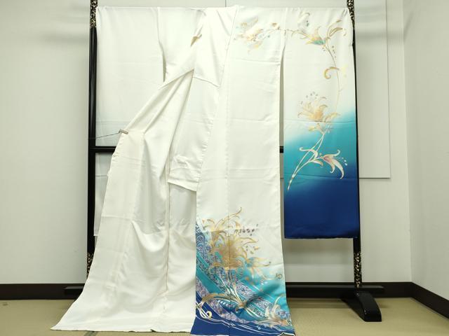平和屋本店●希少 金彩友禅 卓越技能者・名工・和田光正 振袖 仮絵羽 草花文 暈し染め 金銀彩 逸品 未使用 CZAA2186s5