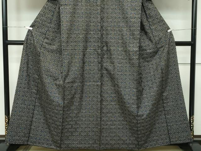平和屋本店■希少 本場大島紬 龍郷絣 秋名バラ 黒地 逸品 CZAA2207s5