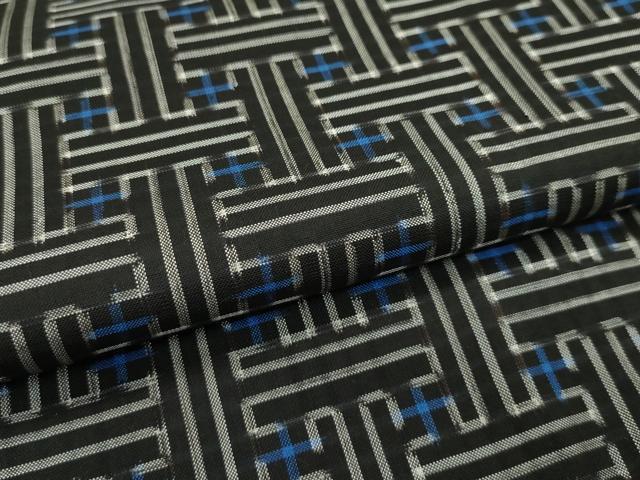 平和屋本店■希少 本場大島紬 龍郷絣 秋名バラ 黒地 逸品 CZAA2207s5