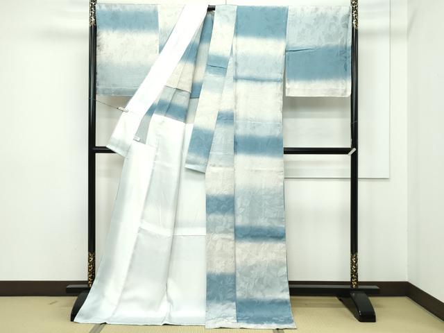 平和屋本店●極上 お召 胴抜き仕立て 油滴天目染 草花地紋 暈し染め 反端付き 逸品 未使用 CZAA2209s5
