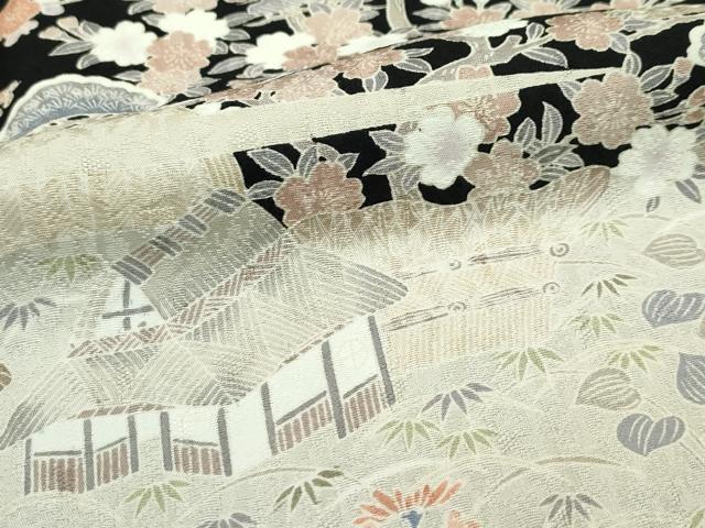 平和屋本店●極上 訪問着 風景文 黒地 逸品 CZAA2216s5