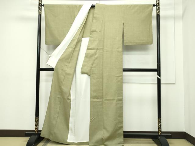 平和屋本店■極上 本場結城紬 重要無形文化財 奥順謹製 単衣 彩華帝 色無地 油色 証紙・鑑定証付き 逸品 CZAA2218s5