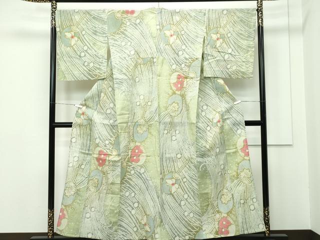 平和屋本店■極上 夏物 浴衣 有松鳴海絞り 団扇 花蝶文 綿 逸品 未使用 CZAA2226s5