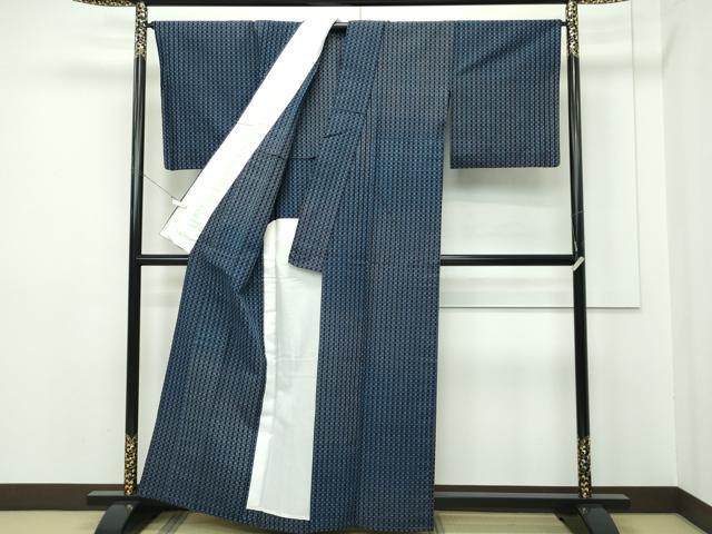平和屋本店●希少 山藍 山村省二 久留米絣 単衣 綿 灰汁発酵建物 正藍染 草木染 証紙・たとう紙付き 逸品 CZAA2232s5