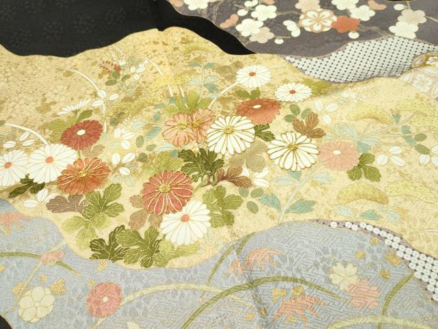 平和屋本店●極上 訪問着 駒刺繍 道長草花文 金彩 紫黒色地 逸品 CZAA2243s5