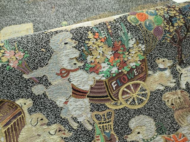 平和屋本店■極上 太鼓柄京袋帯 ワンチャン大集合 犬 金糸 逸品 CZAA2251s5