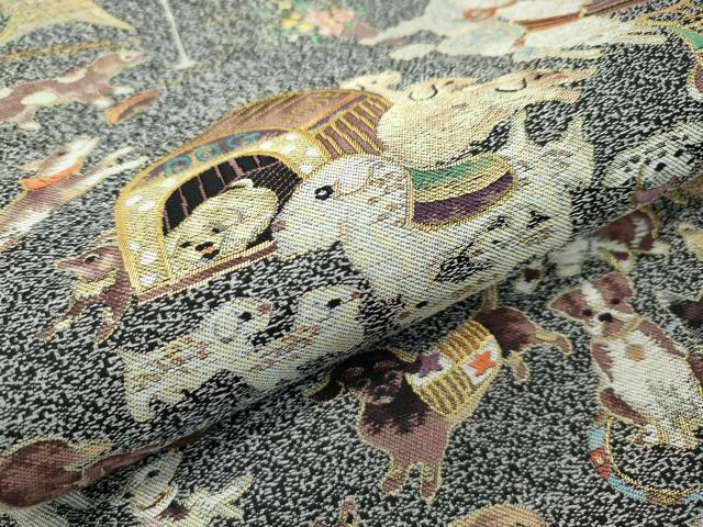 平和屋本店■極上 太鼓柄京袋帯 ワンチャン大集合 犬 金糸 逸品 CZAA2251s5