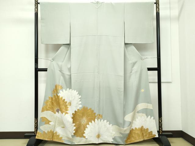 平和屋本店■極上 ジャパンオートクチュール 渡辺雪三郎 色留袖 菊 金彩 灰汁色地 逸品 CZAA2281s5