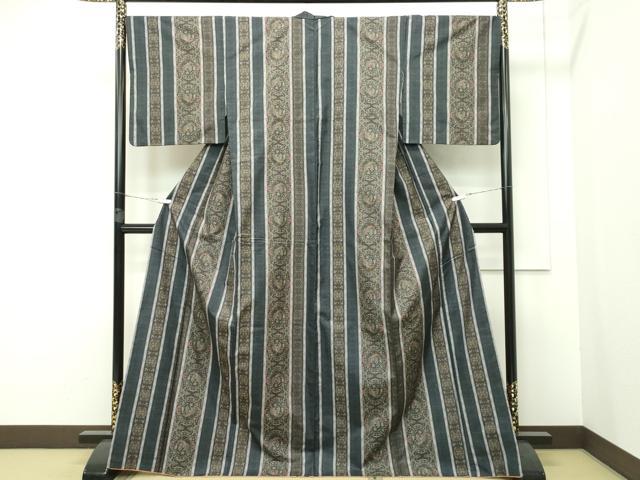 平和屋本店■極上 都喜ヱ門 本場大島紬 泥染め 9マルキ 正倉院鳳凰間道 藤絹織物謹製 逸品 CZAA2296s5