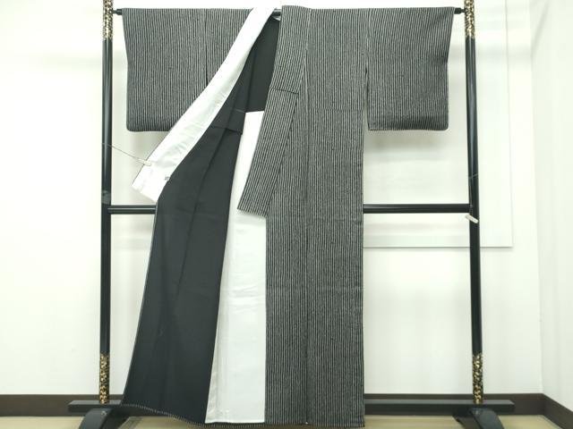 平和屋本店▽極上 池田重子コレクション 小紋 単衣 鹿の子間道 黒地 逸品 未使用 CZAA2299s5