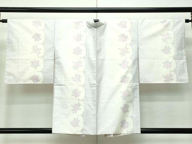 平和屋本店●極上 本場大島紬 白大島 アンサンブル 薔薇 逸品 未使用 CZAA2360s5