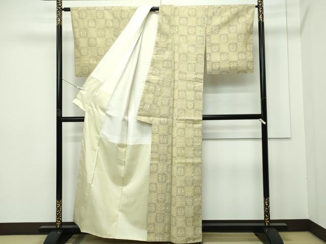 平和屋本店●極上 本場結城紬 重要無形文化財 160亀甲 市松花丸文 逸品 CZAA2368s5
